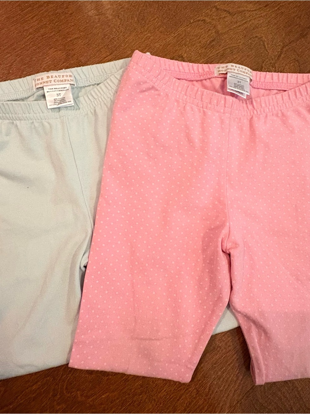 The Beaufort Bonnet Company Pink Polka Dot Leggings & Light Blue Pair